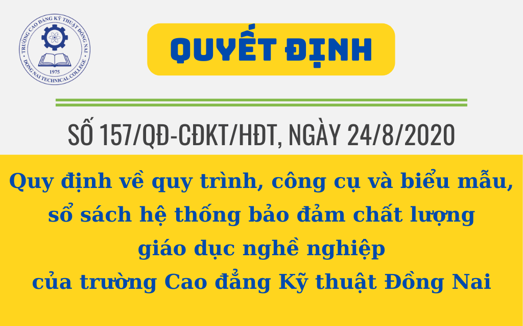 Quy trình, công cụ và biểu mẫu, sổ sách hệ thống bảo đảm chất lượng giáo dục nghề nghiệp